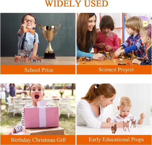 Vista 3 de JOKFEICE 10 piezas de plástico figuras de animales del bosque modelo de acción proyecto de ciencia juguetes educativos regalo de cumpleaños