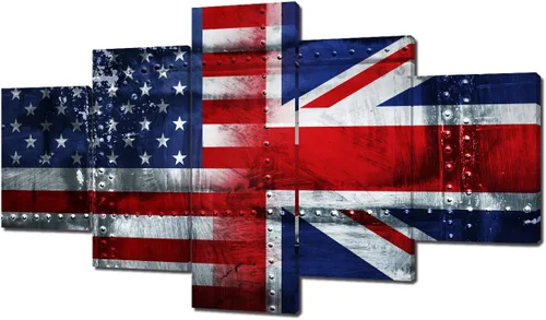 Vista 35 de Cuadros decorativos para pared de sala de estar, impresión en lienzo, retro, vintage, bandera estadounidense estadounidense y pintura moderna