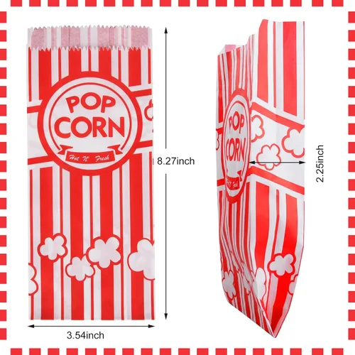 Vista 2 de 100 bolsas de papel para palomitas de maíz, bolsas de palomitas de maíz de 1 oz porciones individuales para fiestas de máquinas de palomitas