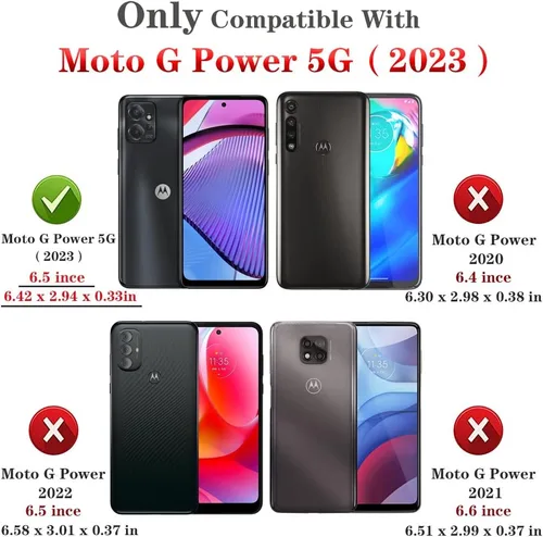 Vista 2 de Funda para Moto G Power 5G 2023 con protector de pantalla HD, funda protectora de grado militar con anillo (negro)