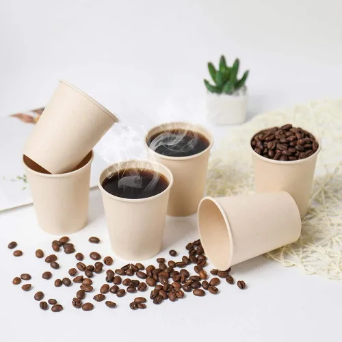 Vista 4 de Tazas de papel de café desechables, bebida caliente marrón de fibra vegetal 160 unidades 8 oz