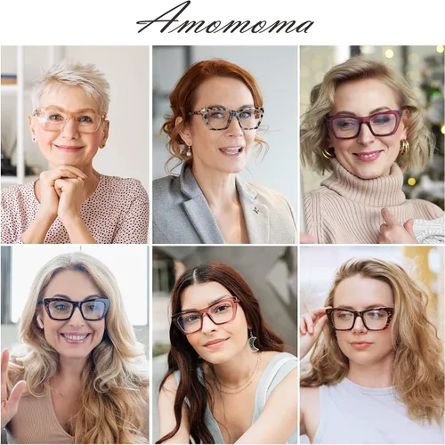 Vista 3 de AMOMOMA Anteojos de lectura de gran tamaño para mujer, diseño de ojo de gato a la moda, lector de computadora con luz azul AM6028 Ac1 Blk+c2 Tortuga