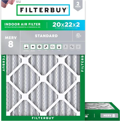 Vista 54 de Filterbuy Filtro de aire MERV 8 de 8 x 14 x 1 pulgadas para defensa contra el polvo y las alergias (paquete de 2), filtros electrostáticos plisados