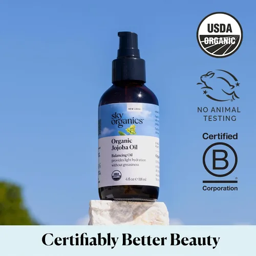 Vista 6 de Aceite de jojoba orgánico de Sky Organics (4 onzas líquidas) USDA Orgánico 100% puro y prensado en frío Aceite de jojoba sin refinar para piel grasa