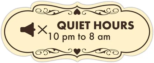 Vista 10 de Signs ByLITA Señal de diseño Quiet Hours de 10 pm a 8 am (negro) - Pequeño