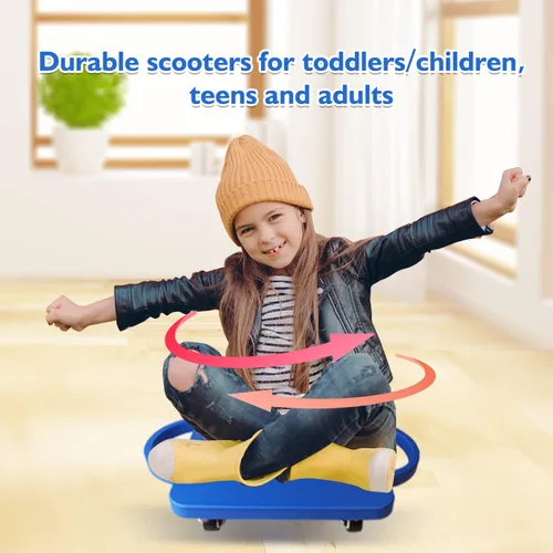 Vista 5 de GSE Games & Sports Expert Patinete de interior morado con asas de seguridad para niños de 6 a 12 años, patinete de plástico con rodillos, educación