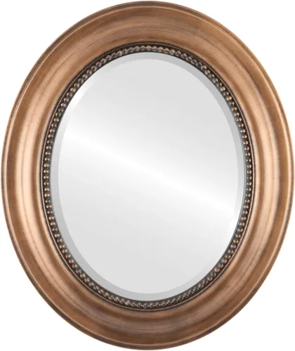 Vista 19 de OVALCREST Espejo de pared ovalado biselado para decoración del hogar, estilo patrimonial, espray plateado, dimensiones exteriores de 25 x 29 pulgadas