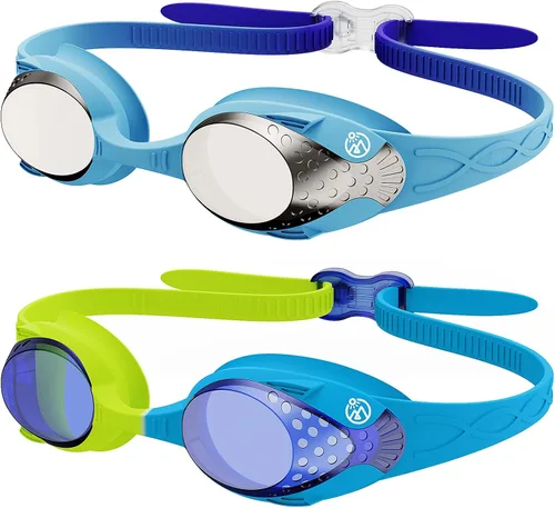 Vista 11 de OutdoorMaster - Gafas de natación de ajuste rápido para niños (2 unidades)