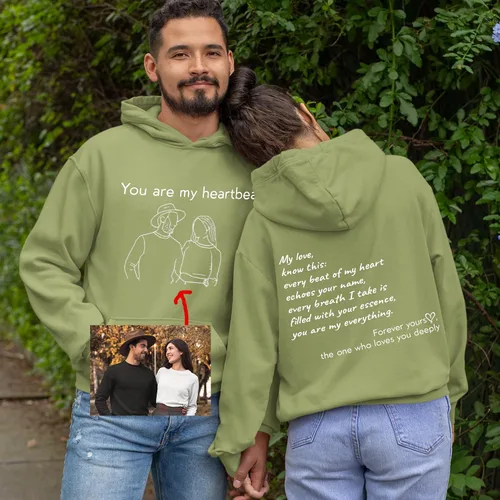 Vista 32 de Sudaderas con capucha personalizadas diseñan el tuyo propio, retrato de camisa de la foto, regalos personalizados para el día de San Valentín