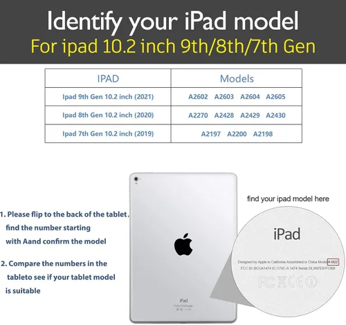 Vista 2 de Gexmil Funda para iPad de 9ª/8ª/7ª generación (2021/2020/2019), funda de cuero genuino de 10.2 pulgadas, funda de piel de vaca con función