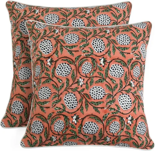 Vista 9 de Ridhi Juego de 2 fundas de almohada decorativas de 16 x 16 pulgadas con estampado de bloques de color azul aguamarina para sala de estar