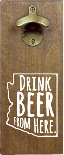 Vista 13 de Torched Drink Beer From Here - Abridor magnético de botellas de cerveza con receptor de tapa (Alabama) Abrebotellas montado en la pared imán