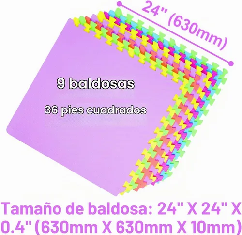 Vista 4 de Alfombra para juegos gigante Poco Divo 36-SQFT, alfombrilla para 9 azulejos fácil configuración alfombra de espuma Eva sólida piso de bloqueo
