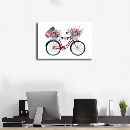 Vista 3 de JDBeehpy 1pcs Frame Flower Bicycle Oil Painting Creative Wall Art American Creative Modern Poster Bathroom Gallery Apartment Home Decoration
