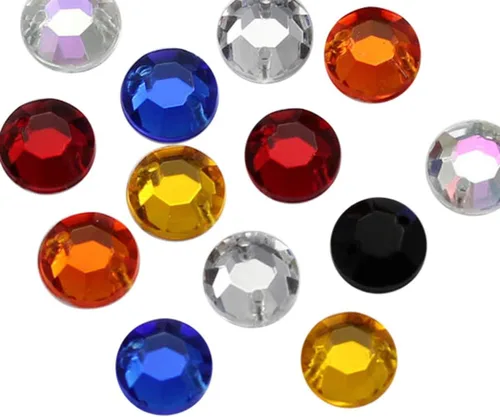Vista 3 de Allstarco Cuentas de diamantes de imitación para coser con parte trasera plana de 0.472 in para manualidades, gemas redondas de plástico acrílico