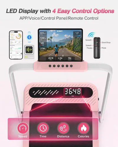 Vista 4 de WELLFIT Caminadora plegable con inclinación, capacidad de 320 libras, caminadora para caminar con barra de agarre, caminadoras portátiles