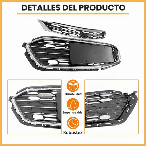 Vista 2 de Parachoques delantero superior inferior rejilla compatible para Chevy Cruze Mesh Grill 2016 2017 2018