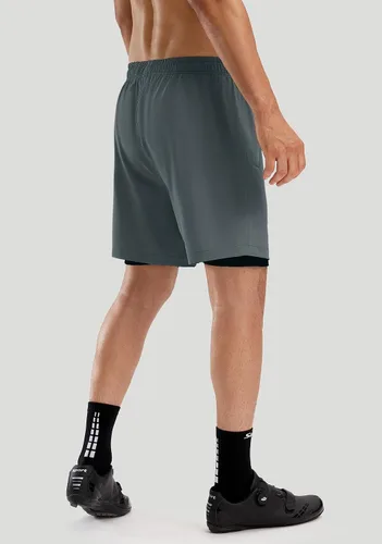 Vista 3 de Bikewa - Pantalones cortos de ciclismo de montaña para hombre, con acolchado 3D, ajuste holgado, con bolsillos con cremallera