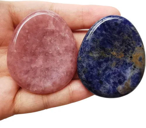 Vista 9 de Piedra calmante para el pulgar, en forma de gota, para relajar el estrés y curación con cristal Reiki, cabe en la palma de la mano