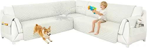 Vista 42 de Fundas para sofá modular, impermeables, 6 piezas, fundas de sofá en forma de L, lavables, antideslizantes, fundas para sofá seccional, suaves
