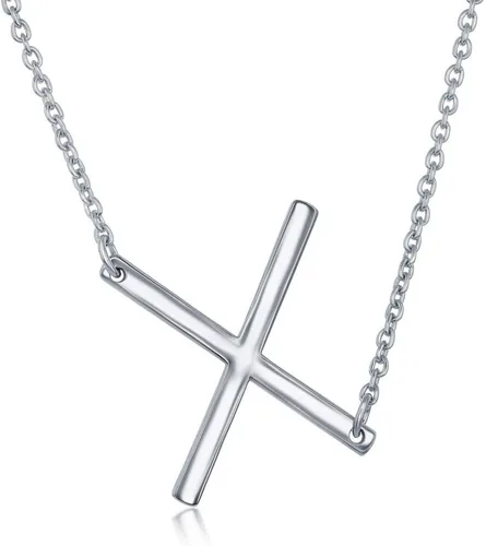 Vista 44 de Dainty Sideways Initial Necklace for Women – Sterling Silver or 14K Gold Plated 20mm Alphabet Letter Pendant