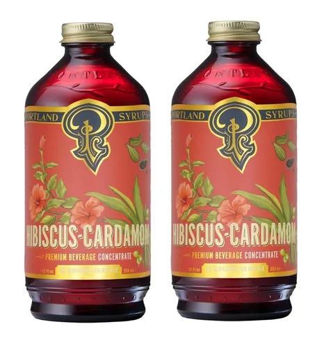 Vista 8 de Jarabe de Hibisco y Cardamomo de Portland Syrups - Elabora Exquisitos Cócteles, Bebidas sin Alcohol, Té, Refrescos, Bebidas de Café y Más - 12 onzas