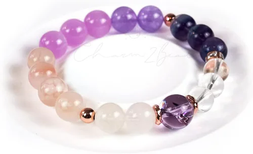 Vista 215 de Precious Gemstone Natural Crystal Healing Bracelet, Rutilated Quartz, Moonstone, Quartz Handmade Original Design Bracelet