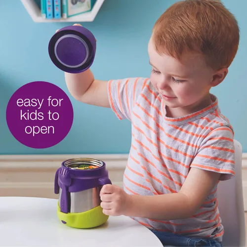 Vista 6 de b.box Tarro de alimentos aislado con tenedor para niños pequeños, recipiente fácil de abrir, acero inoxidable, más de 5 horas de temperaturas