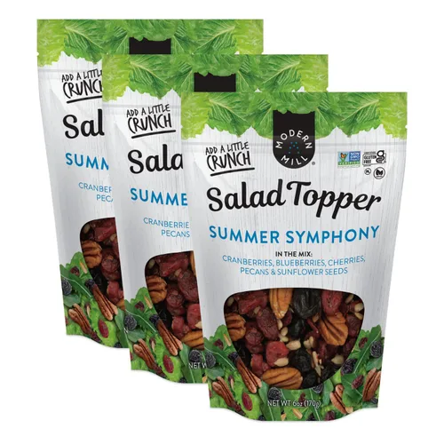 Vista 19 de Modern Mill Complemento para Ensalada Antioxidante de Gourmet Nut - Mezcla de Frutos Secos (Almendras), Arándanos Secos y Azucenas, Semillas