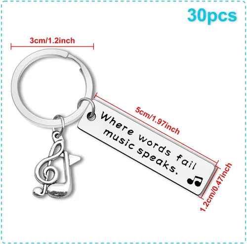 Vista 2 de Dabihu 30 llaveros para amantes de la música, regalos para estudiantes de música, maestros, joyería inspiradora para músicos, jugadores, recuerdos