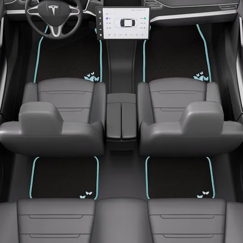 Vista 4 de August Auto Alfombrillas de ajuste universal con diseño de mariposa para automóvil con almohadilla para el talón para sedán, SUV, camión, camioneta