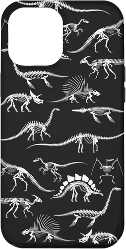 Vista 26 de Funda para iPhone 17 con diseño de huesos de dinosaurio fosilizado con animales prehistóricos