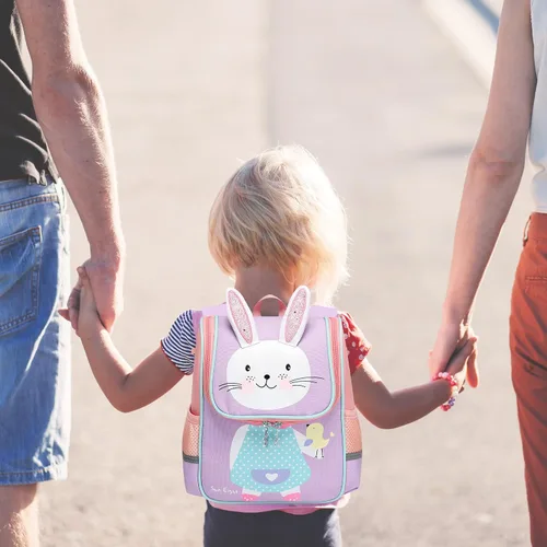 Vista 6 de Otbjmbx Linda mochila para niños pequeños, mochila casual para niñas, mini mochila escolar para bebés, niños y niñas de 1 a 5 años, Conejo, Mochilas