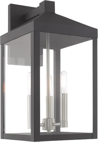 Vista 18 de Livex Lighting 20584-07 Linterna de pared para exteriores de transición de tres luces de la colección Nyack en acabado bronce/oscuro Bronce