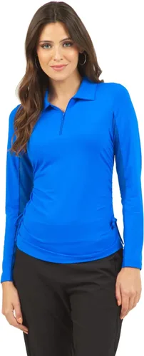 Vista 6 de IBKUL Athleisure Wear Sun Protective UPF 50+ Icefil Cooling Tech Adjustable Length Long Sleeve Polo with Under Arm Mesh 48000