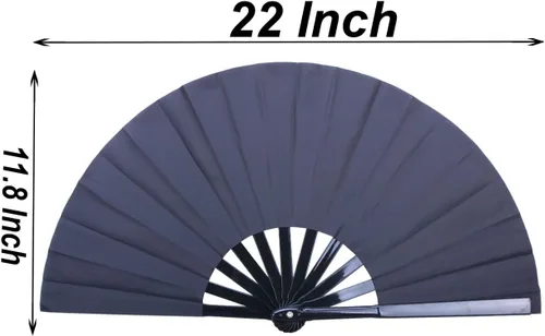 Vista 5 de Ventilador plegable de 11.8 pulgadas, negro, pequeño, ventilador de mano chino Kung Fu Tai Chi para hombres, mujeres/niños con una funda de tela