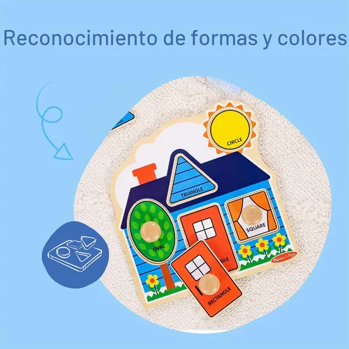 Vista 5 de Melissa & Doug First Shapes - Rompecabezas de pomo jumbo con formas, rompecabezas de clavijas de madera para niños pequeños, juguete educativo