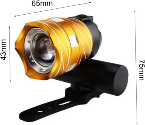 Vista 3 de Mountain Bike Headlight with Adjustable Mounts Wide Beam Battery-Powered LED Flashlight for Night Riding and Safety Compact Gold Bicycle Light for