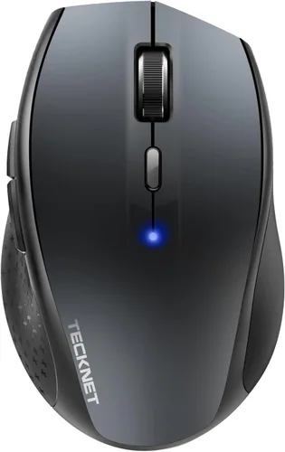 Vista 8 de TECKNET Ratón Bluetooth, inalámbrico silencioso 6 botones batería de 2 años, color negro BT 5.0/3.0, DPI de 6 niveles a 4800, compatible con SO