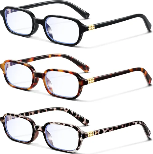 Vista 8 de Retro Rectangle Glasses for Women Small Square Blue Light Blocking Glasses Reduce Eye Strain