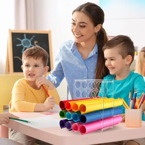 Vista 7 de Tuanse - Paquete de 3 soportes de rollo de vinilo con 60 agujeros, acrílico transparente, para manualidades, organizador de almacenamiento para sala