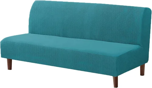Vista 17 de Funda elástica para sofá de futón sin brazos, fundas de sofá y cama de forro polar a cuadros, fundas protectoras lavables para muebles con parte