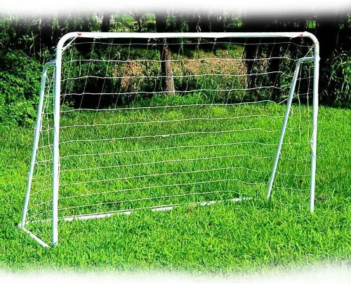 Vista 6 de Portería de fútbol de 8 x 5 x 2.6 pies con red, juego de entrenamiento de fútbol portátil para patio trasero, marco de nailon y acero resistente a