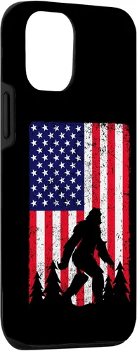 Vista 3 de Funda patriótica para iPhone 15 Bigfoot 4 de julio con la bandera de Estados Unidos