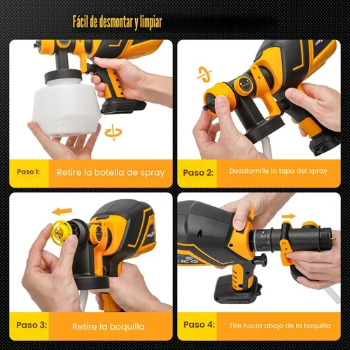 Vista 4 de Pulverizador de pintura inalámbrico para batería Dw 20V MAX, pulverizador de pintura eléctrico con 40.6 fl oz, fácil de limpiar, modos
