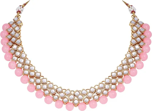 Vista 5 de Aheli Juego de collar y aretes de estilo indio de Bollywood, joyería tradicional étnica para mujer