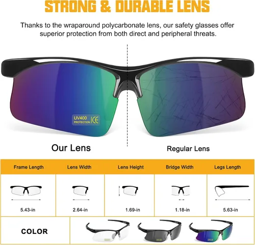 Vista 2 de OXG Safety Glasses with Adjustable Straps, ANSI Z87.1 Protective Eyewear, UV400 Anti-Scratch Work Glasses for Men Women