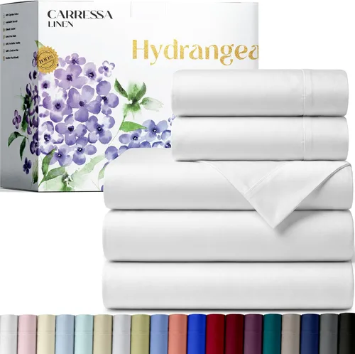 Vista 43 de Carressa Linen - Juego de sábanas 100% algodón de 600 hilos