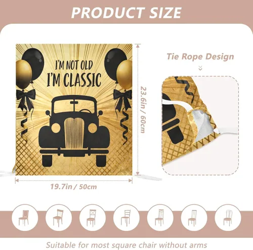 Vista 2 de Decor Retro 70s Car Gold Black Chair Seat Cover Washable for Home Decor Set of 2 Decorative Club Chair Slipcover protectores de sillas para comedor