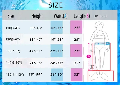 Vista 7 de Traje de baño de 6 piezas para niñas, cola de sirena para nadar, bikini para niños